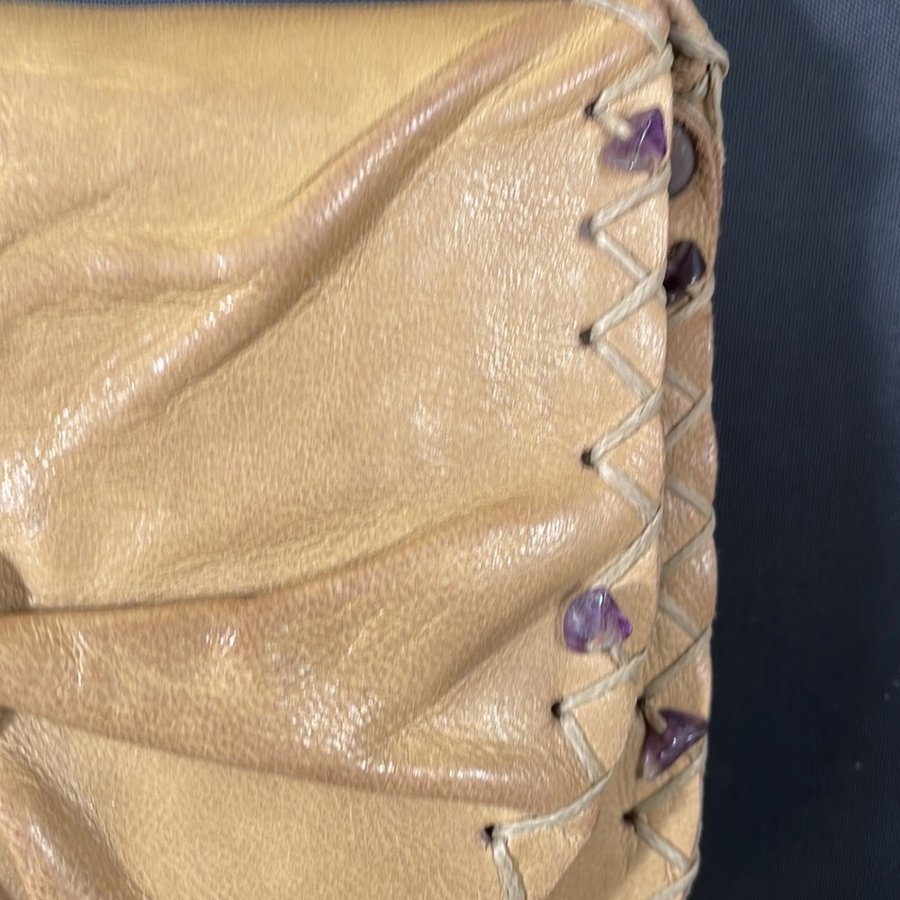 Mexican round crossbody with purple stone detail - Picture 3 of 6